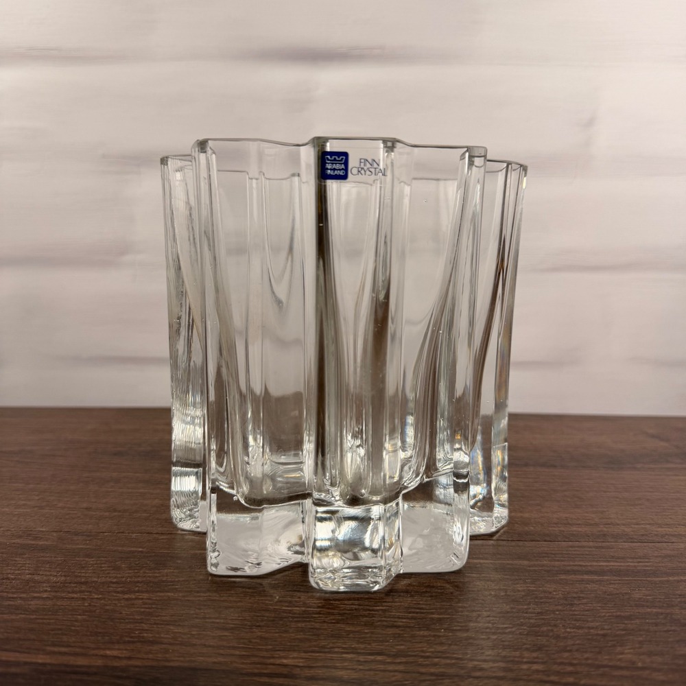Arabia Finland Oiva Toikka Orion Vase Finn Crystal Clear Glass Vintage